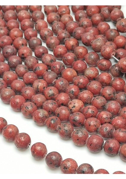 Kırmızı Siyah Mercan Doğal Taş Dizisi 8mm