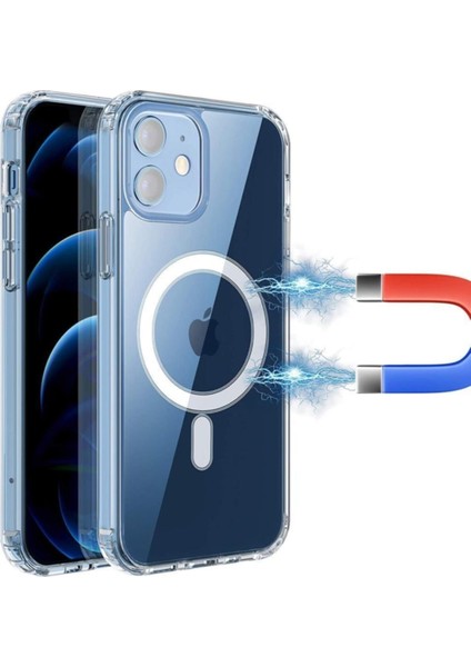 iPhone x Kılıf Magsafe Şeffaf Silikon - Şeffaf