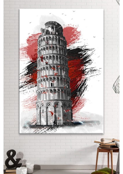 Pisa Kulesi Italya Dekoratif Kanvas Tablo 60 x 90 cm