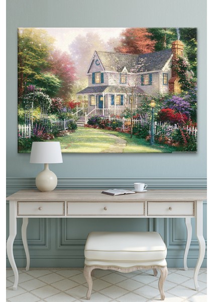 Muhteşem Manzara Içinde Şato Dekoratif Kanvas Tablo 70 x 100 cm