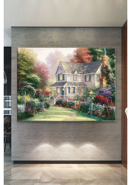 Muhteşem Manzara Içinde Şato Dekoratif Kanvas Tablo 70 x 100 cm fiyatları