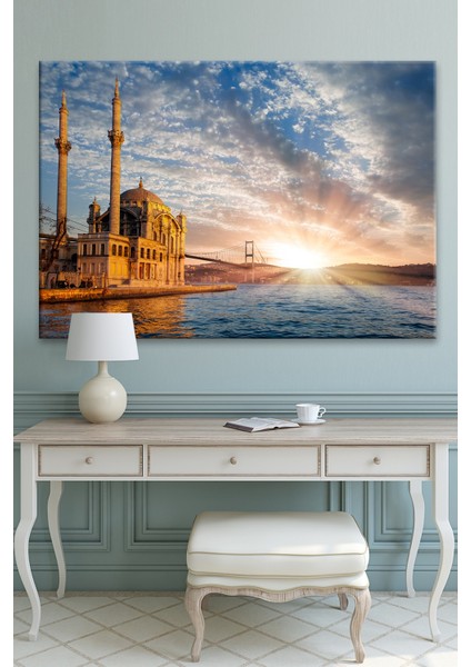 Ortaköy Camisi ve Boğaz Köprüsü Dekoratif Kanvas Tablo 80 x 140 cm