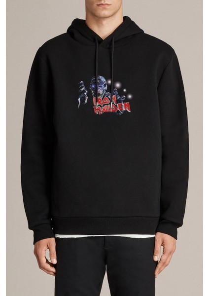 Overkill Metal Rock Müzik Music T Baskılı Siyah Erkek Örme Kapşonlu Sweatshirt Uzun Kol