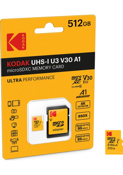 Mikro Sd 512GB Uhs-I U3 Ultra Performans Hafıza Kartı