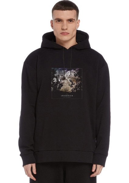 Insomnium One For Sorrow Baskılı Siyah Erkek Örme Kapşonlu Sweatshirt Uzun Kol