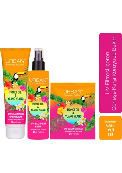 URBAN Care Summer-Monoi Yağı & Ylang Ylang Güneş Koruyucu Saç Bakım Seti-Vegan