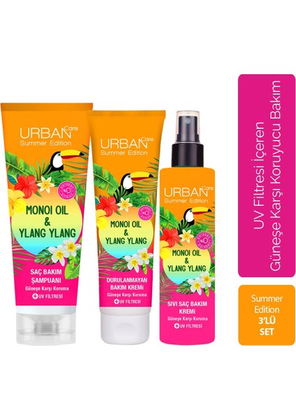 Summer-Monoi Yağı & Ylang Ylang Güneş Koruyucu Saç Bakım Seti-Vegan-UV Koruma
