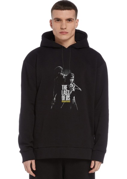 The Last Of Us Remasted Baskılı Siyah Erkek Örme Kapşonlu Sweatshirt Uzun Kol