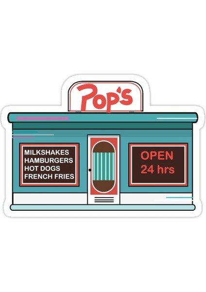 Pops Restaurant Sticker Araba Oto Arma Duvar Sticker Ev Dekoratif Çıkartma 15 Cm