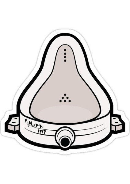 Çeşme - Marcel Duchamp Pisuvar Illüstrasyon Sticker Araba Oto Arma Duvar Sticker