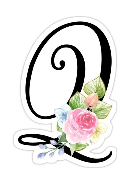 Çiçek Monogram Süslü Komut Dosyası Q Harfi Sticker Araba Oto Arma Duvar Sticker