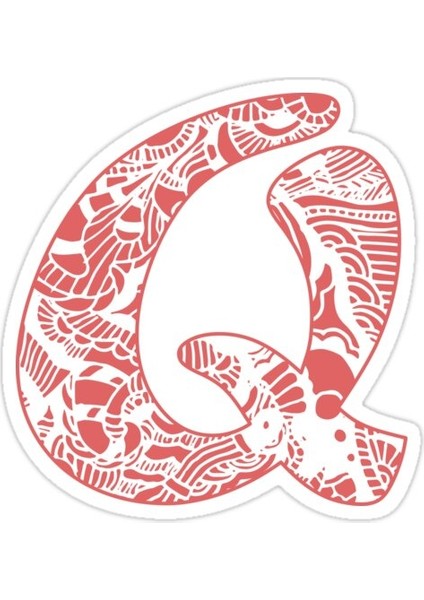 Egk75 Doodling İle Q Harfi, Kırmızı Versiyon Sticker Araba Oto Arma Duvar Sticker