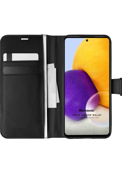 Samsung Galaxy A72 Kılıf Delux Leather Wallet Siyah