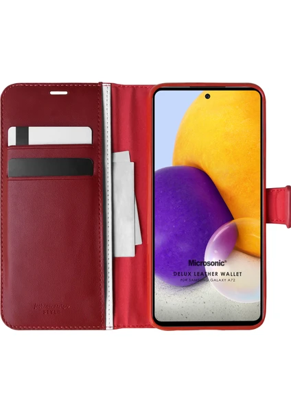 Samsung Galaxy A72 Kılıf Delux Leather Wallet Kırmızı