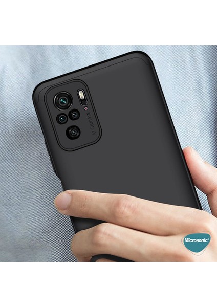 Xiaomi Redmi Note 10S Kılıf Double Dip 360 Protective Siyah Kırmızı