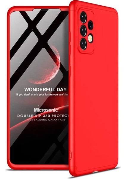 Samsung Galaxy A72 Kılıf Double Dip 360 Protective Kırmızı