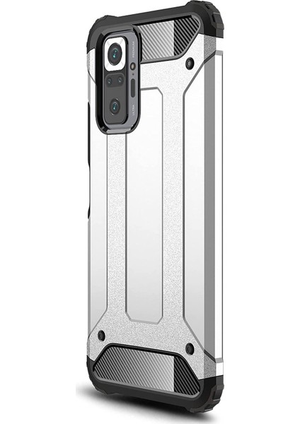 Xiaomi Redmi Note 10 Pro Kılıf Rugged Armor Gümüş