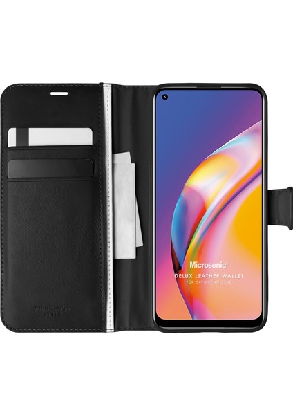 Oppo Reno 5 Lite Kılıf Delux Leather Wallet Siyah