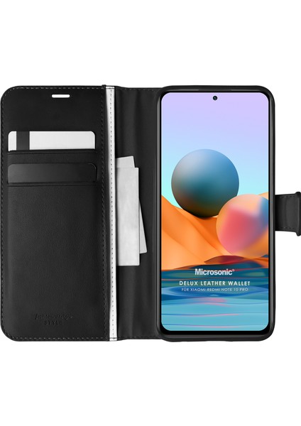 Xiaomi Redmi Note 10 Pro Kılıf Delux Leather Wallet Siyah