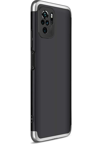 Xiaomi Redmi Note 10 Kılıf Double Dip 360 Protective Siyah Gri