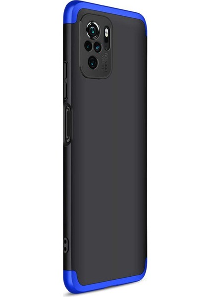 Xiaomi Redmi Note 10S Kılıf Double Dip 360 Protective Siyah Mavi