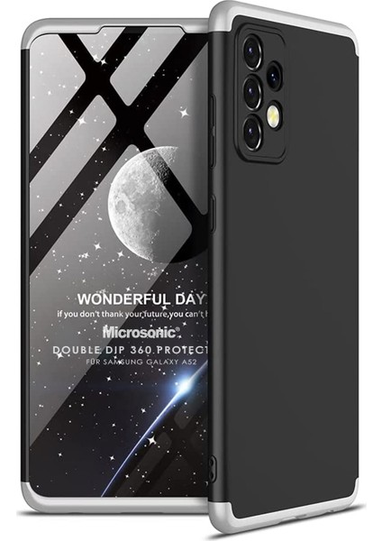 Samsung Galaxy A52 Kılıf Double Dip 360 Protective Siyah Gri