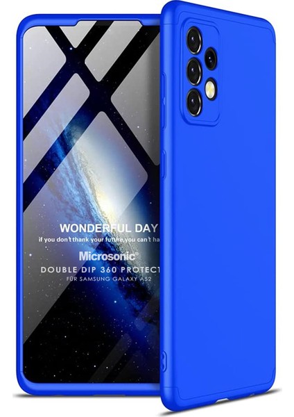 Samsung Galaxy A52 Kılıf Double Dip 360 Protective Mavi