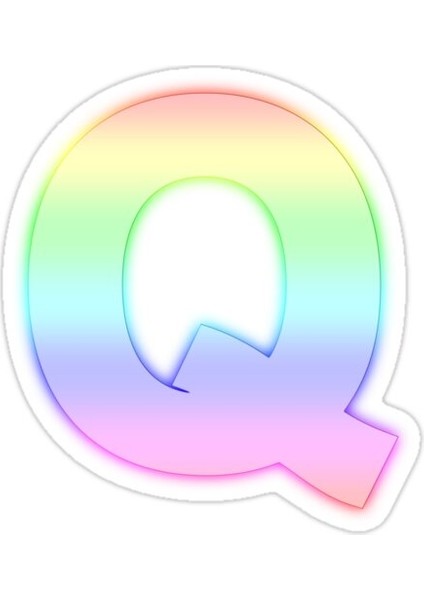 Q Harfi Alfabe Neon Pastel Gökkuşağı Illüstrasyon Sticker Araba Oto Arma Duvar Sticker