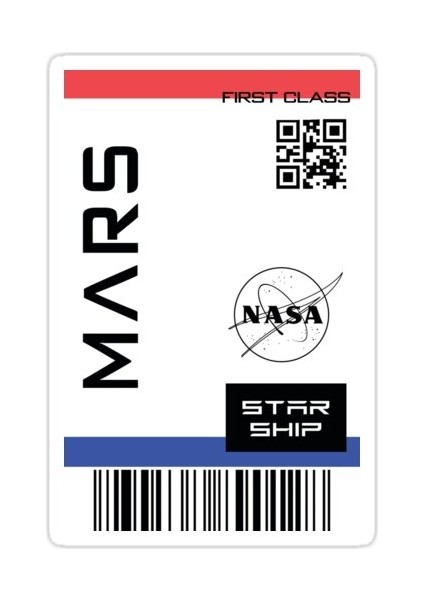 Best Seller - Mars'a Yıldız Gemisi Bileti Sticker Araba Oto Arma Duvar Sticker