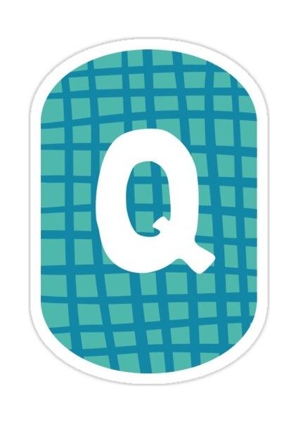 Q Harfi - Renkli Kare Alfabe Harfleri Toplama Sticker Araba Oto Arma Duvar Sticker