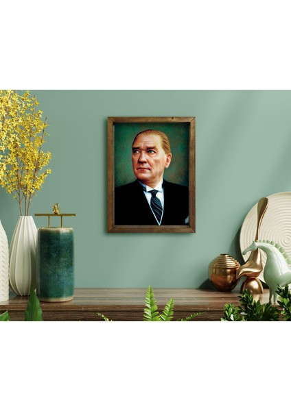 Gift Atatürk Tasarımlı Doğal Masif Ahşap Çerçeveli Tablo13