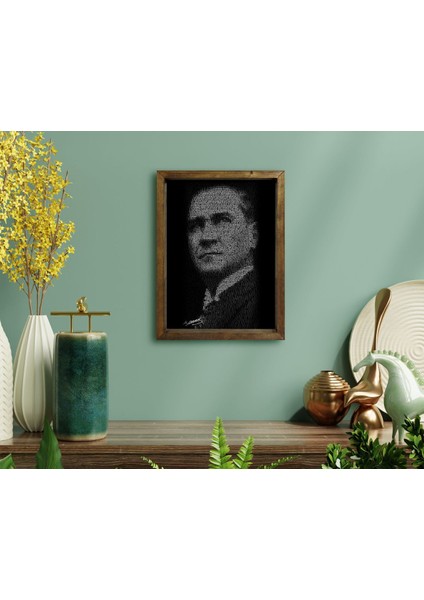 Gift Atatürk Tasarımlı Doğal Masif Ahşap Çerçeveli Tablo11