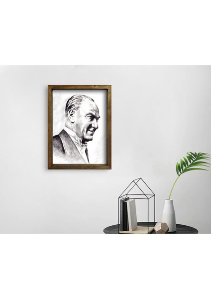 Gift Atatürk Tasarımlı Doğal Masif Ahşap Çerçeveli Tablo-20