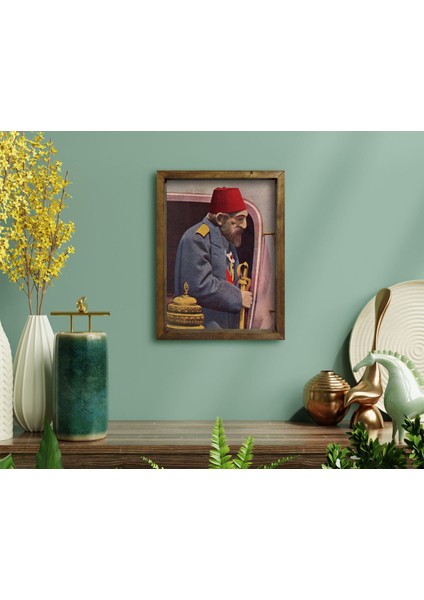 Gift Sultan Iı Abdülhamid Han Tasarımlı Doğal Masif Ahşap Çerçeveli Tablo-4
