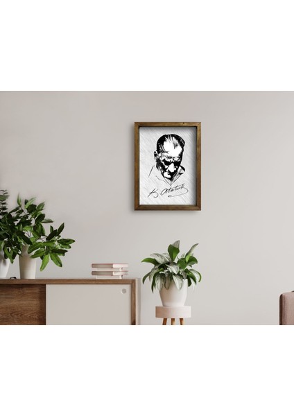 Gift Atatürk Tasarımlı Doğal Masif Ahşap Çerçeveli Tablo-48 fırsatları