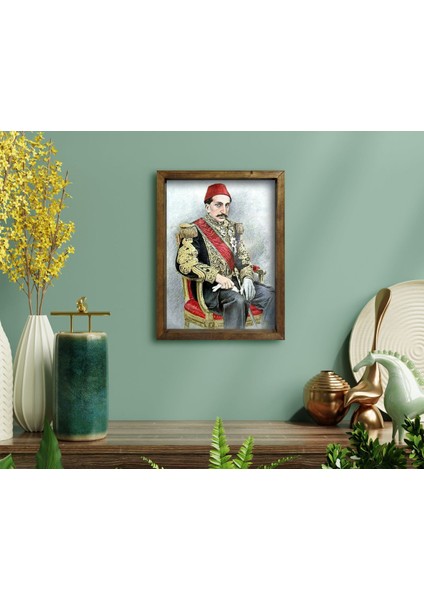 Gift Sultan Iı Abdülhamid Han Tasarımlı Doğal Masif Ahşap Çerçeveli Tablo-6
