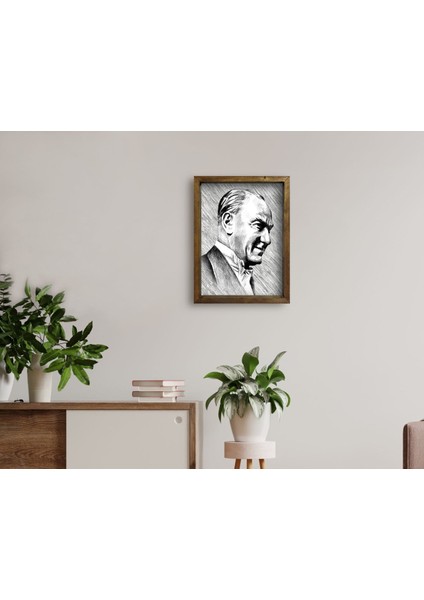 Gift Atatürk Tasarımlı Doğal Masif Ahşap Çerçeveli Tablo-32 fırsatları