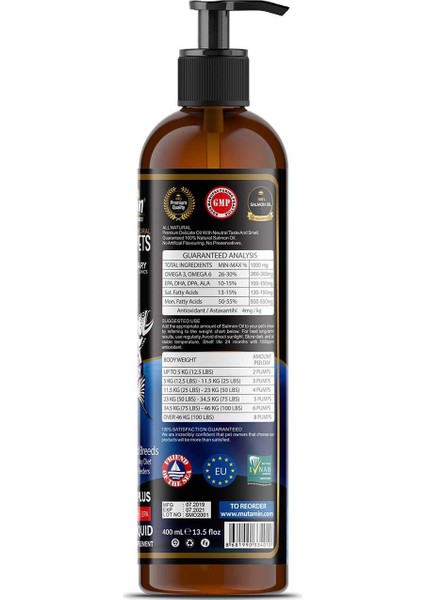 Mutamin Organics Norveç Somon Balık Yağı 400 ml