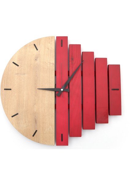 Black Edition Wooden Sections Ahşap Modern El Yapımı Duvar Saati 5027_BE Purpurot