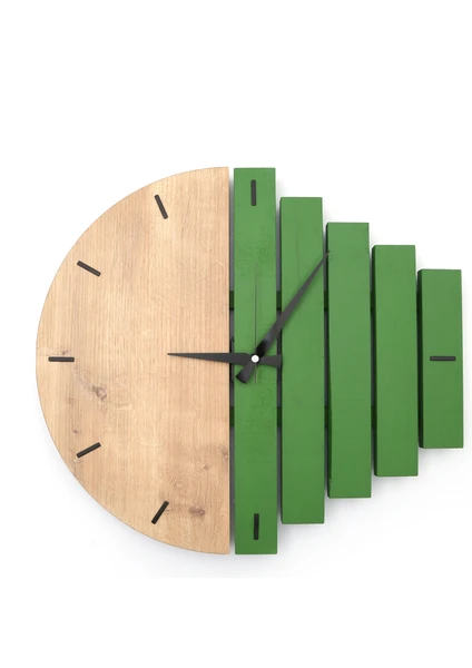 Yedi Home & Decor Black Edition Wooden Sections Ahşap Modern El Yapımı Duvar Saati 5024_BE Grass Green