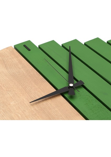 Yedi Home & Decor Black Edition Wooden Sections Ahşap Modern El Yapımı Duvar Saati 5024_BE Grass Green