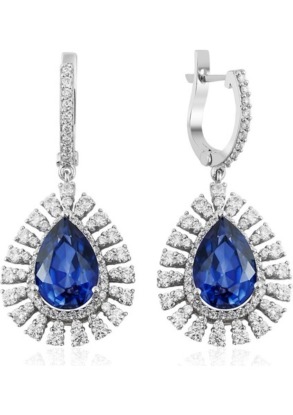 Safir Pırlanta Küpe