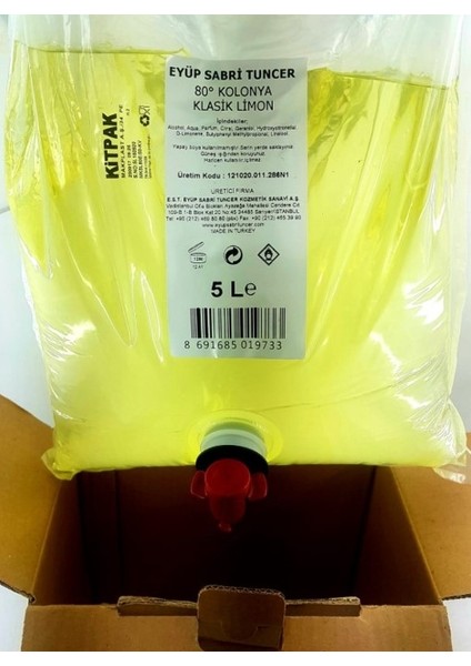 Klasik Limon Kolonyası 5 Lt Kolide / Musluklu