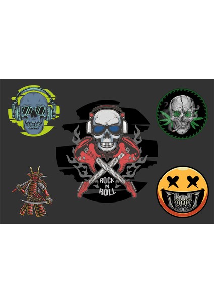 motorsiklet Kask Araç ve Laptop Sticker Set 5'li