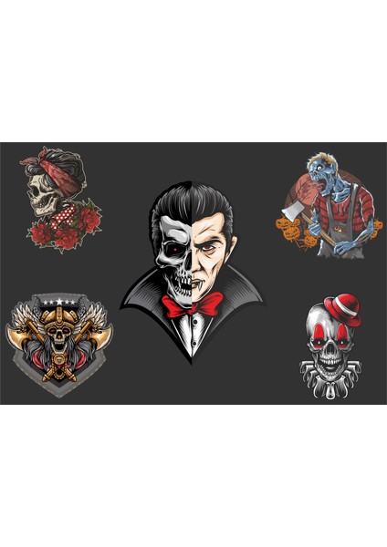 motorsiklet Kask Araç ve Laptop Sticker Set 5'li