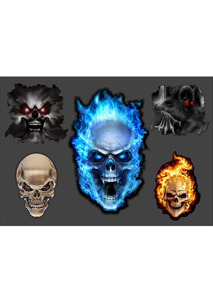 motorsiklet Kask Araç ve Laptop Sticker Set 5'li