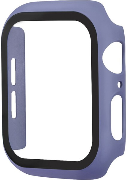 Apple Watch Uyumlu 44MM Için Tpu Çerçeveli Ekran Koruyuculu Ön Çerçeve Kılıf Açık Mor