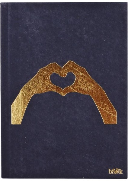 Love Kalp Eller Temalı Varak Yaldızlı Siyah Sayfalı Küçük Boy Günlük Hatıra Defteri
