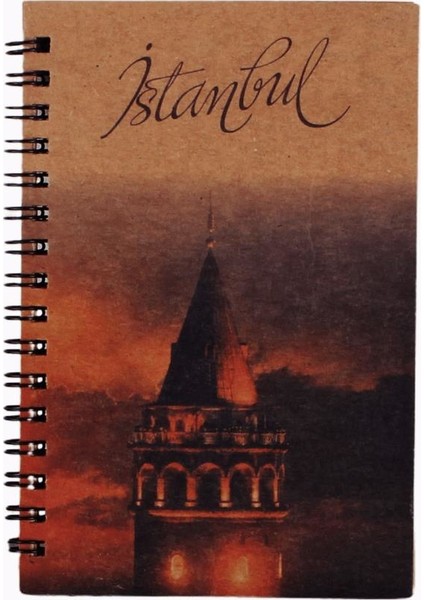 Spiralli Kraft Defter Galata Kulesi Temalı