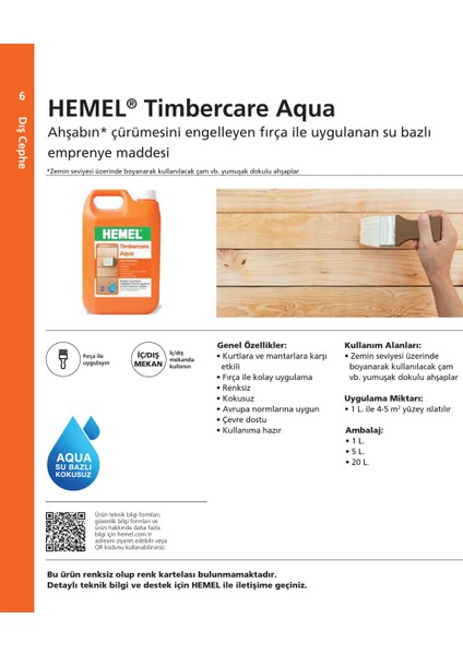 Hemel Tımbercare Aqua Fırça Emprenye Şeffaf 1 Lt